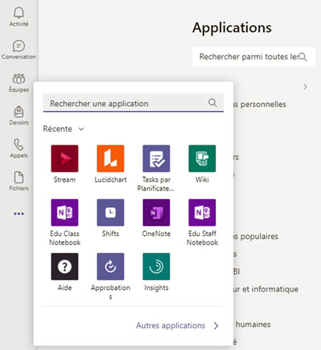 gestion comptes enseignant et eleve en classe hybride Microsoft 365 applications Teams