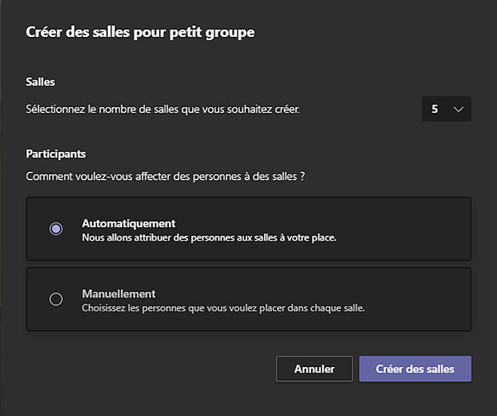 gestion comptes enseignant et eleve en classe hybride Microsoft 365 creation salle