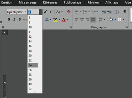 utilisation suite Microsoft 365 pour enseignement presentiel taille police