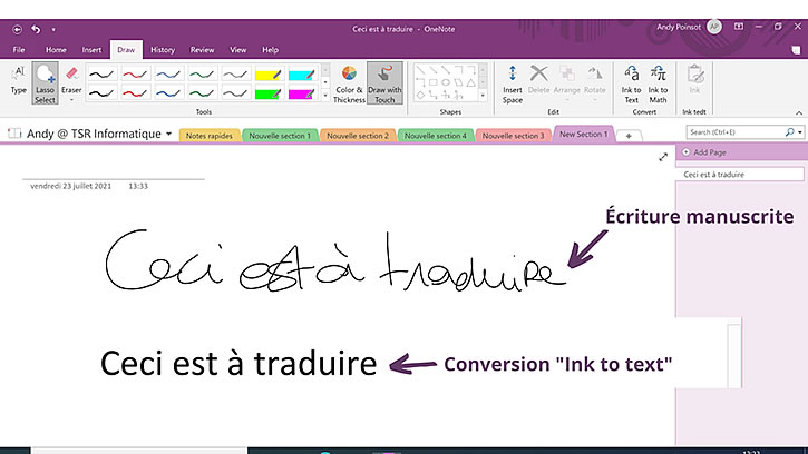 conversion ecriture manuscrite en texte