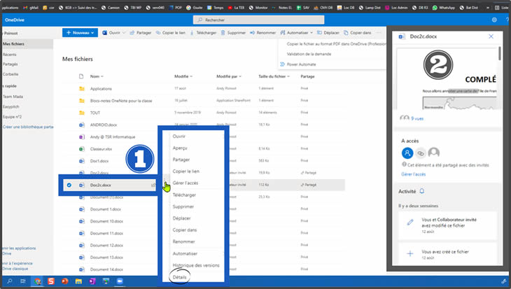 Afficher les détails d’un document Word dans OneDrive - Zoom