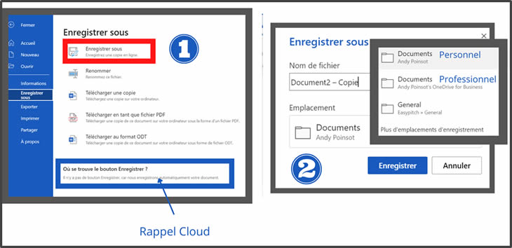 Enregistrer un document Word dans OneDrive - Zoom