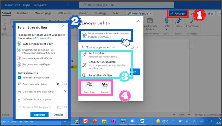 Partager un document Word dans OneDrive - Zoom