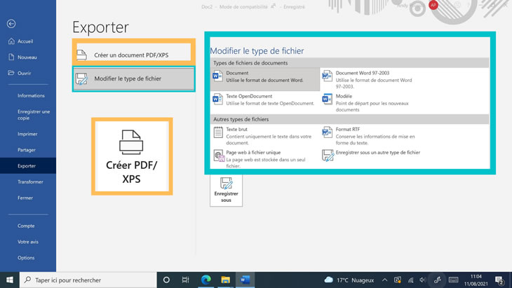 export document word