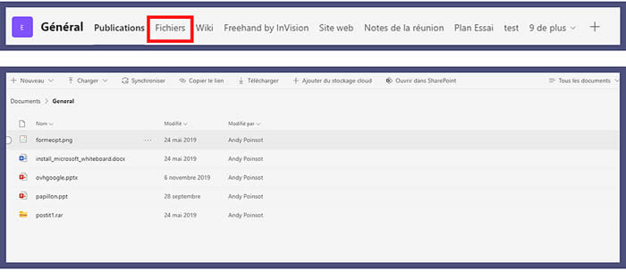 liste fichier partgé Teams