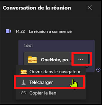 conversation réunion Teams