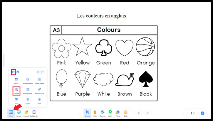 apprendre couleur anglais sur uboardmate