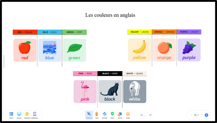 apprentissage couleur anglais Uboardmate