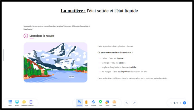 leçon sur ecran interactif