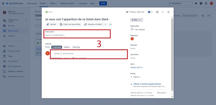 Description et commentaires de ticket