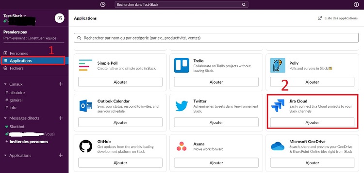 Integrer jira dans slack