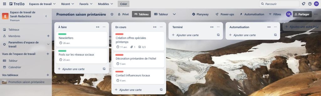 Affichage de l’interface Trello
