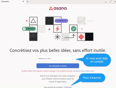 Connexion Asana