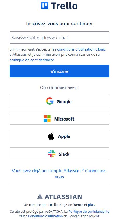 Inscription et connexion à Trello