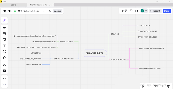 Mindmap projet de fidélisation clients