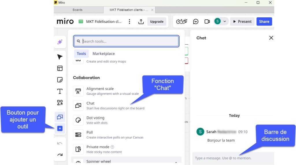 Fonctionnalité de Chat