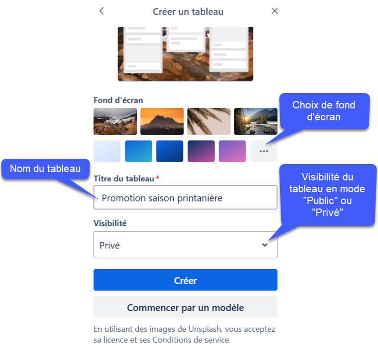 Personnalisation du tableau