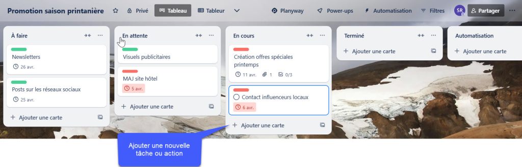 Ajouter une nouvelle tâche sur Trello